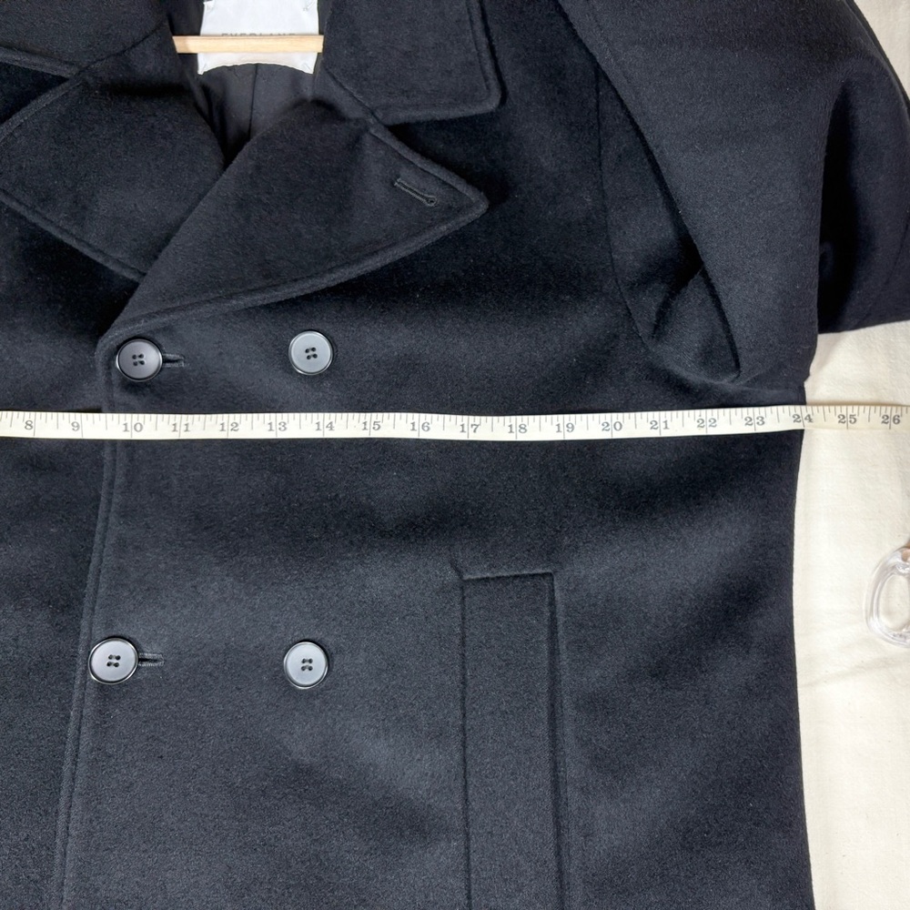 EVERLANE Mens Modern Peacoat Wool Cashmere Double Breasted Size XL Black - Picture 14 of 16